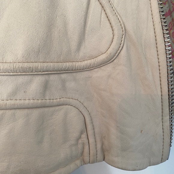 COPY - Cream leather hoodie jacket. - Picture 8 of 12